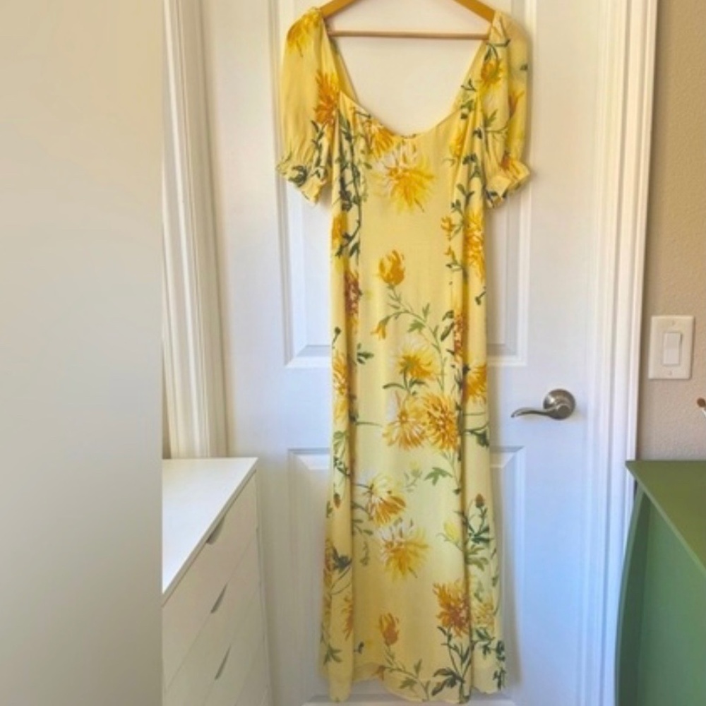 Reformation Yellow Floral Midi Dress